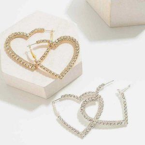 New Rhinestone Heart Hoop Earrings